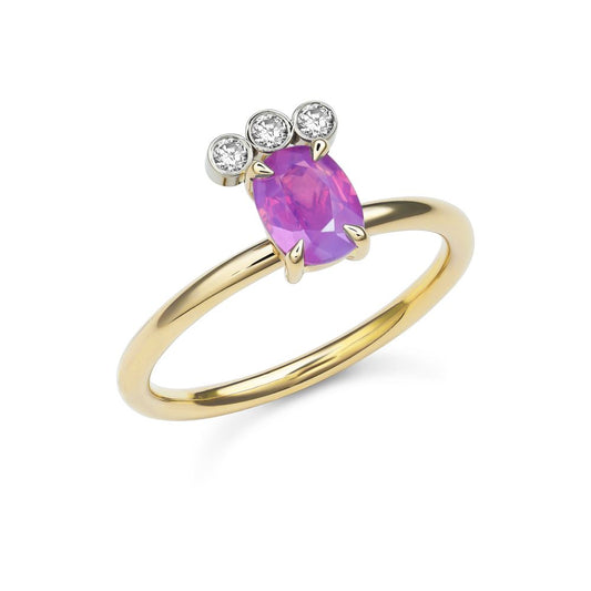 Opalescent pink sapphire ring