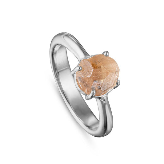 Hessonite crystal silver ring